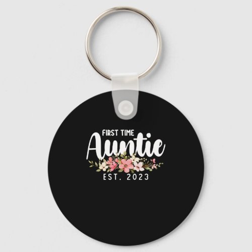 First Time Aunt Est 2023 Flowers Keychain