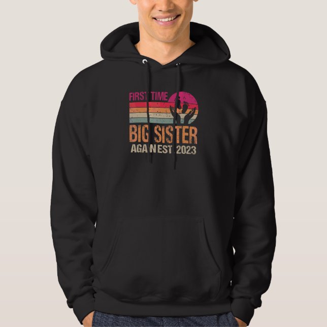 First Time Big Sister Again 2023 Vintage Hoodie (Front)
