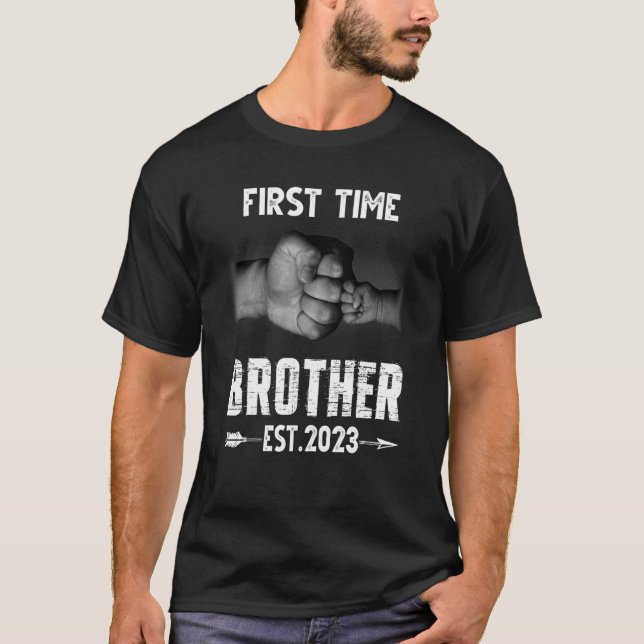 First Time Brother Est 2023 Pregnancy Announcement T-Shirt (Front)