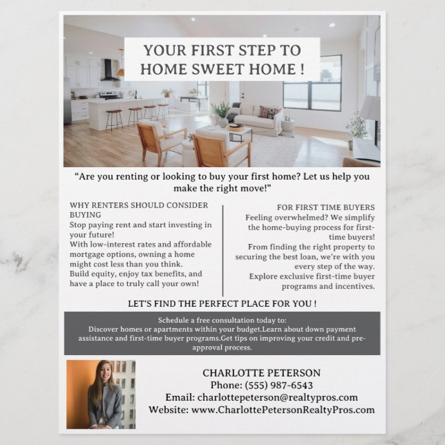 First Time Buyer or Renter Real Estate Flyer (Front)