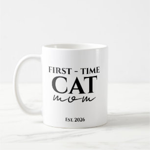 First Time Cat Mom Est. Year Personalized Text Coffee Mug