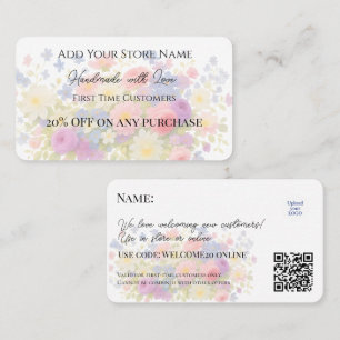First-time Customers Elegant Floral Watercolor Discount Card