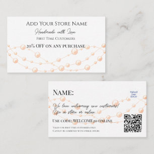 First-time Customers Elegant Jewelry Handmade Discount Card