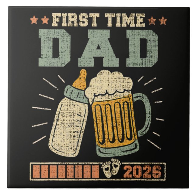 First Time Dad 2026 Expecting Baby Funny Ceramic Tile (Front)