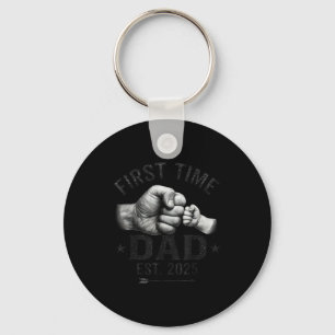 First Time Dad Est 2025 Fist Bump New Dad Father's Keychain