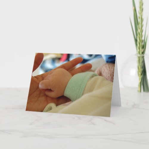 First Time Dad Holding Babys Hand Greeting Card