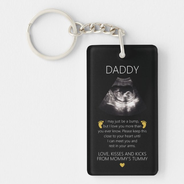 First Time Dad Ultrasound Pregnancy Announcement Keychain (Front)