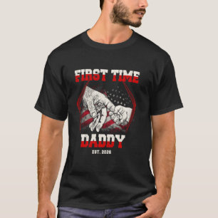 First Time Daddy Est. 2026 Funny American Flag Vin T-Shirt