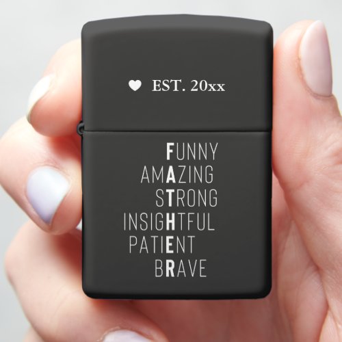First time Father Definition Est year of birth Zippo Lighter