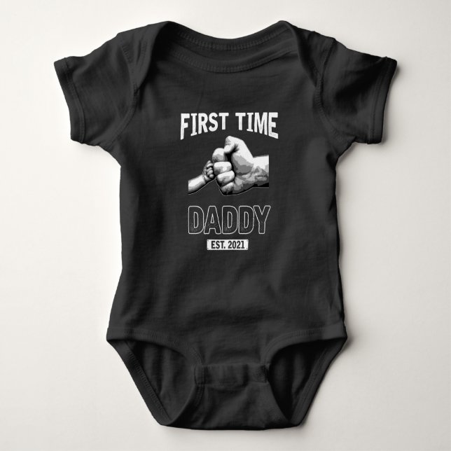 First Time Father New Dad 2021 Daddy Fathers Day Baby Bodysuit (Front)