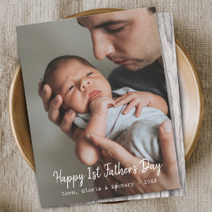First Time Father's Day Photo Flat Holiday Card