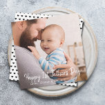 First Time Father's Day Photo Heart Pattern Holiday Card<br><div class="desc">The perfect card for the first-time father. On the back of the card is a black heart pattern.</div>