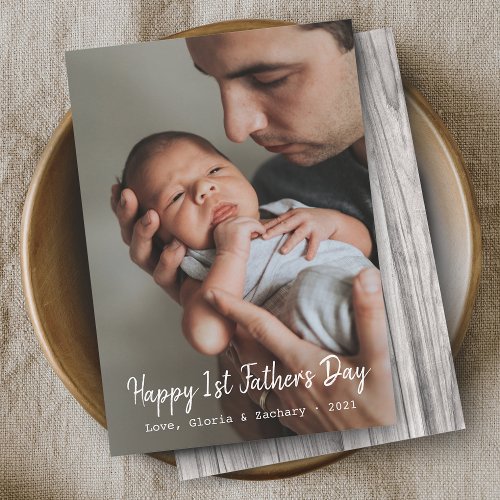 First Time Fathers Day Photo Holiday Card