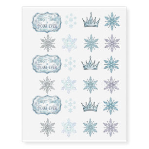 First Time Four-Ever Snowflake Birthday Temporary Tattoos