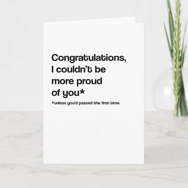 First Time Funny Driving Test/Exam Passing Card (Front)