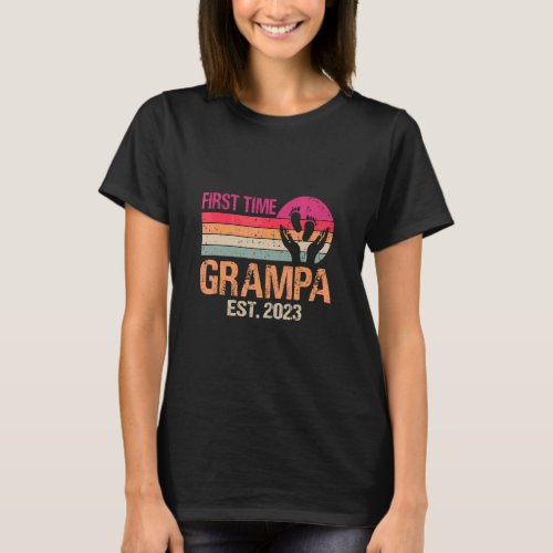 First Time Grampa 2023 Vintage Fathers Day  T_Shirt