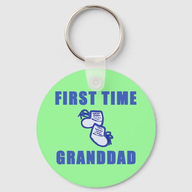 First Time Granddad Tshirts and Gifts Keychain (Front)