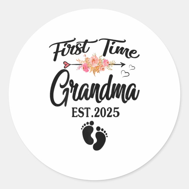First Time Grandma 2025 Mothers Day Promoted To Gr Classic Round Sticker (Front)
