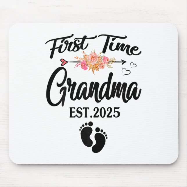 First Time Grandma 2025 Mothers Day Promoted To Gr Mouse Pad (Front)