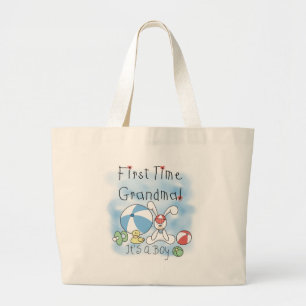 First Time Grandma Baby Boy Large Tote Bag