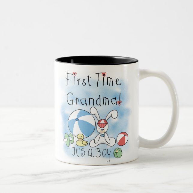 First Time Grandma Baby Boy Two-Tone Coffee Mug (Right)