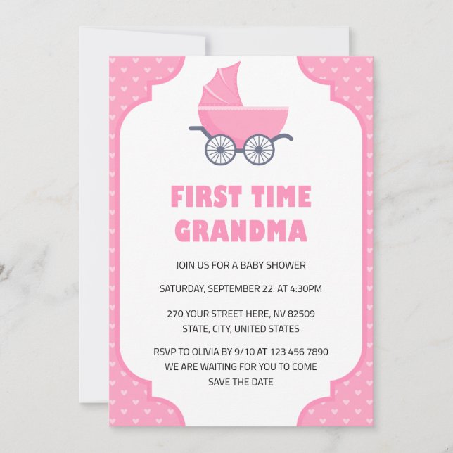 First Time Grandma Baby Shower Invitation (Front)
