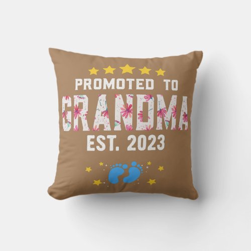 First Time Grandma Est 2023 Promoted To Granny Throw Pillow
