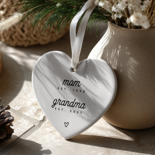 First Time Grandma Keepsake Custom Heart Shape Ceramic Ornament