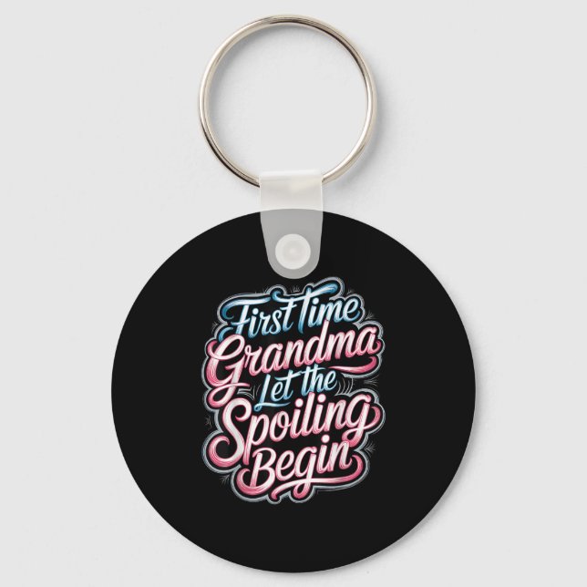 First Time Grandma Let The Siling Begin 2025 New G Keychain (Front)