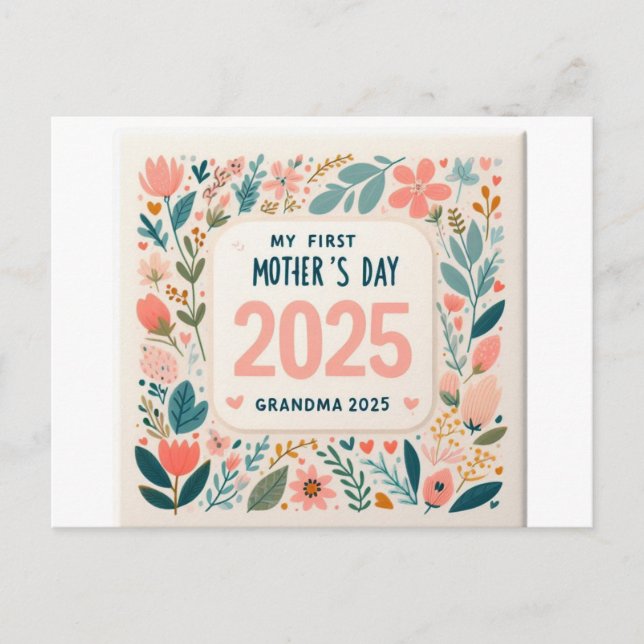 First Time Grandma Mother’s Day 2025 Celebration  Holiday Postcard (Front)