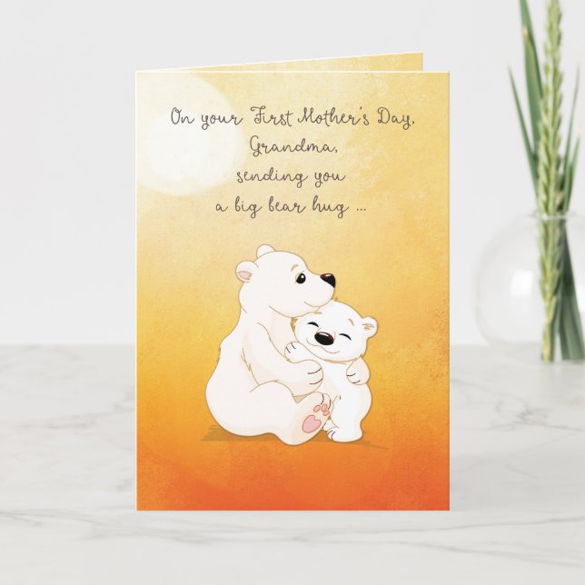 First Time Grandma Mother's Day Bear Hugs For You Card (Front)