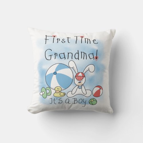 First Time Grandma of Boy Gifts Throw Pillow