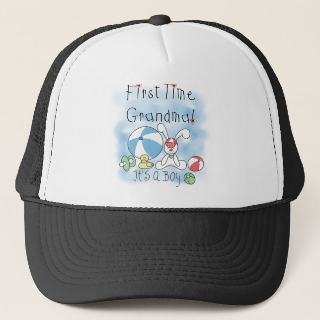 First Time Grandma of Boy Tshirts and Gifts Trucker Hat (Front)