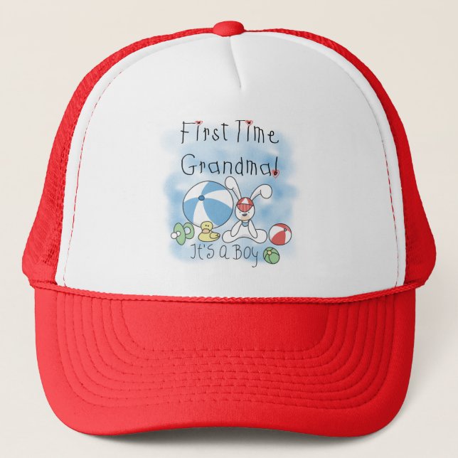 First Time Grandma of Boy Tshirts and Gifts Trucker Hat (Front)