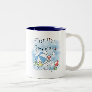 First Time Grandma of Boy Tshirts and Gifts Two-Tone Coffee Mug