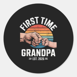 First Time Grandpa Est 2026 Baby Announcement Grea Classic Round Sticker