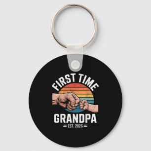 First Time Grandpa Est 2026 Baby Announcement Grea Keychain