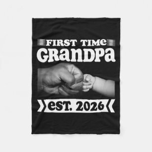 First Time Grandpa New Dad Est 2026 Shirt Fathers Fleece Blanket