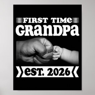First Time Grandpa New Dad Est 2026 Shirt Fathers Poster