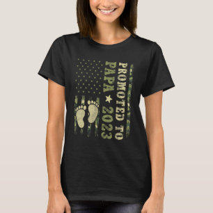 First Time Grandpa Promoted To Papa 2023 Camo Fla T-Shirt
