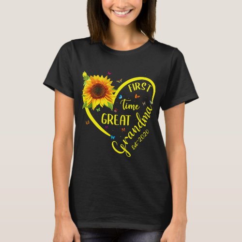 First time Great Grandma Sunflower 2for Grandma T_Shirt