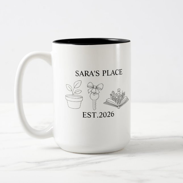  First Time Home Buyer Gift, Custom Housewarming Two-Tone Coffee Mug (Left)