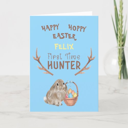 First Time Hunter Boys 1st Easter Cute Holiday Card