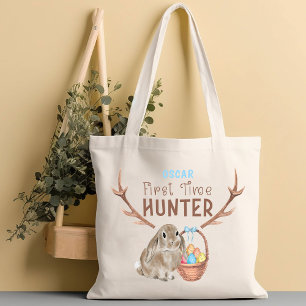 First Time Hunter Cute Boy Easter Egg Hunt Tote Ba