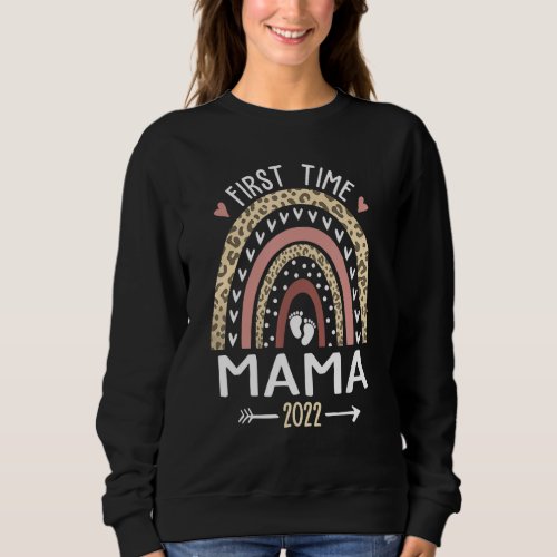 First Time Mama 2022  Leopard Rainbow New Grandma Sweatshirt