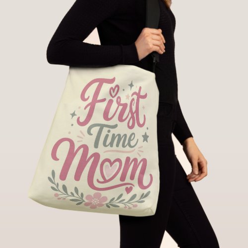 First Time Mom Cute Floral Motherhood Design Crossbody Bag