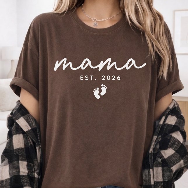 First Time Mom | Modern Script Personalized Mama T-Shirt (minimalist mama shirt gift, custom mama shirt gift, personalized motherhood shirt, new mom shirt)