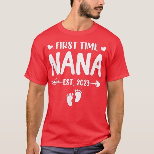 First Time Nana Est 2023 Soon To Be Nana Gender Re T_Shirt