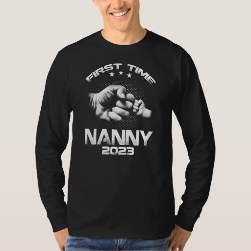 First Time Nanny Est 2023 Funny Fathers Day  T_Shirt