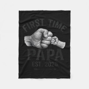 First Time Papa Est 2026 Fist Bump New Dad Father' Fleece Blanket